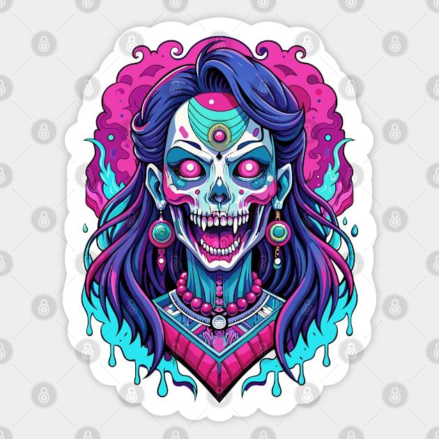 Kuchisake Onna Japanese Horror Colorful Sticker by Ravenglow